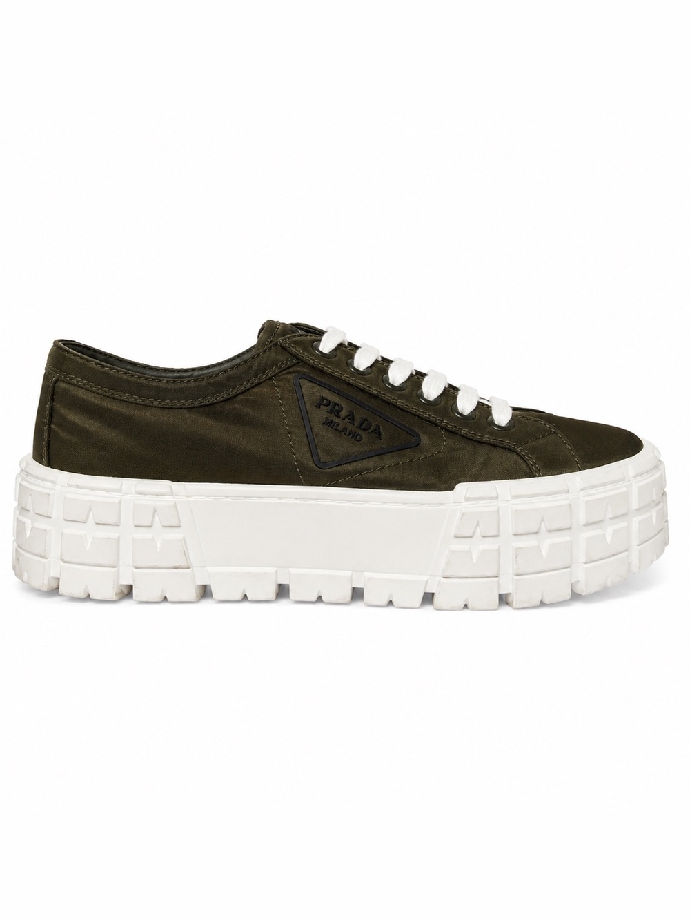 Prada Monolith Olive Green Platform Sneakers White Lug Sole EU 39/ US 8.5